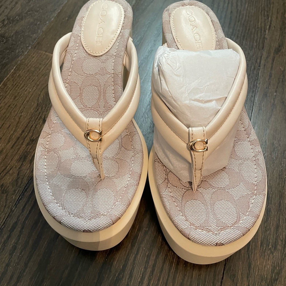 Wedge sandals with leather straps